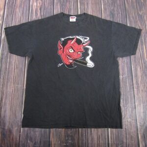 Vintage Poster Pop Coop Devil Shirt Mens XL Black Tee Made USA Horror 90s